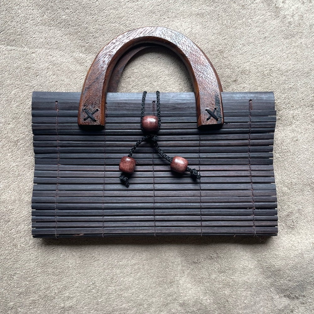 Vintage Dark Brown Bamboo Purse ✨